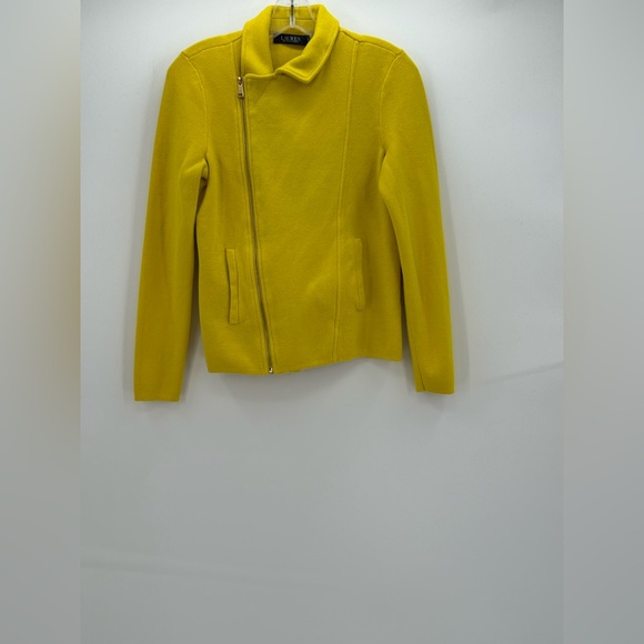 Lauren Ralph Lauren Cotton-Blend Moto Asymmetrical Zip Tailored Jacket SZ-M - Picture 5 of 16